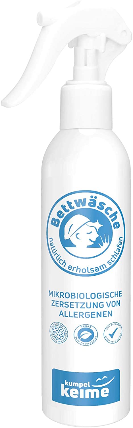 Bettwäsche - Milbenspray | Mikrobiologisches Milbenmittel für Matratzen & mehr | 100% biologische und giftfreie Zersetzung von Allergenen